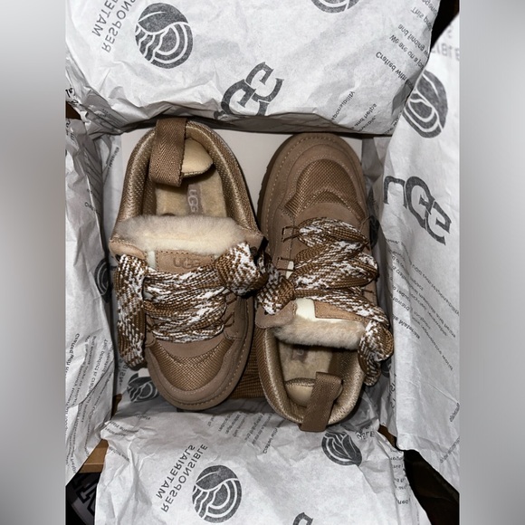 UGG LOWMEL Suede & Canvas Sneakers in Sand - Picture 2 of 6